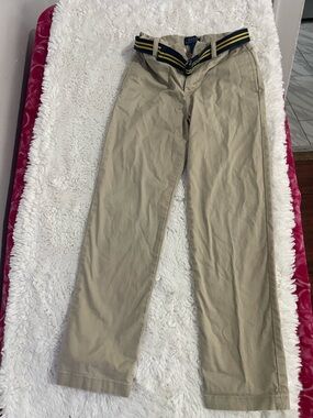 Polo by Ralph Lauren Men's Tan Chino Pants with Striped Belt